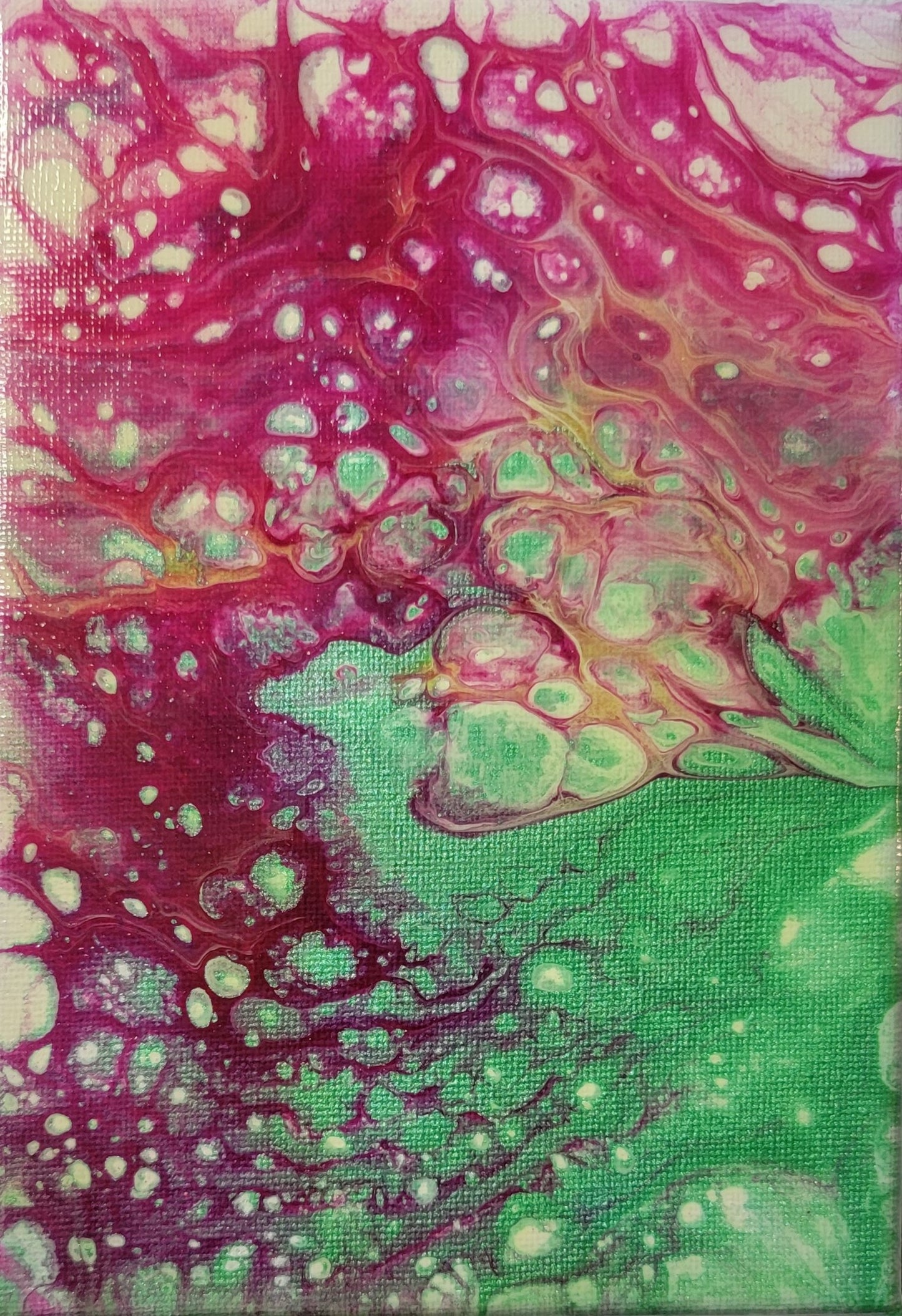 Poured Acrylic painting 5" x 7"