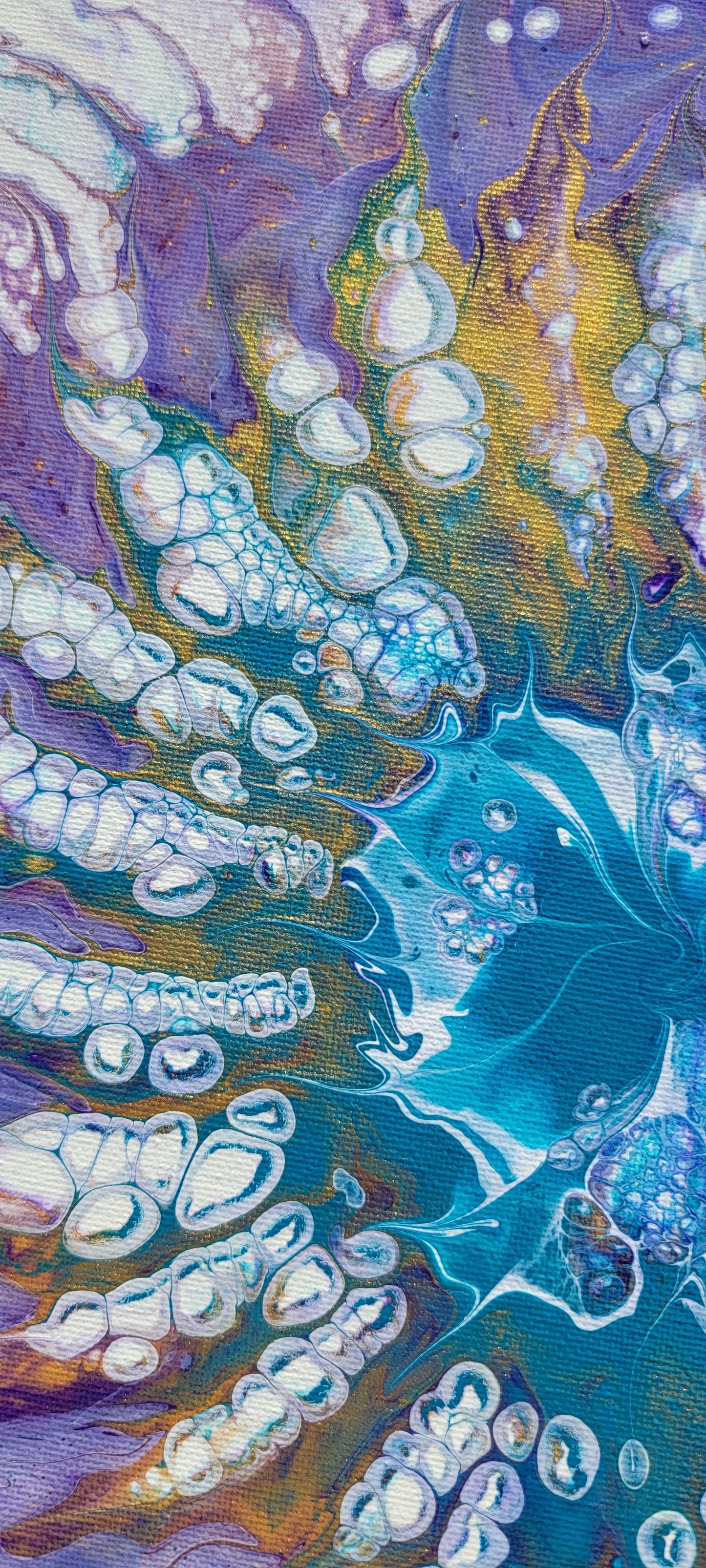 Original Fluid Acrylic Painting “Cosmic Bloom” – 12"x12" Spin Technique Abstract on Canvas
