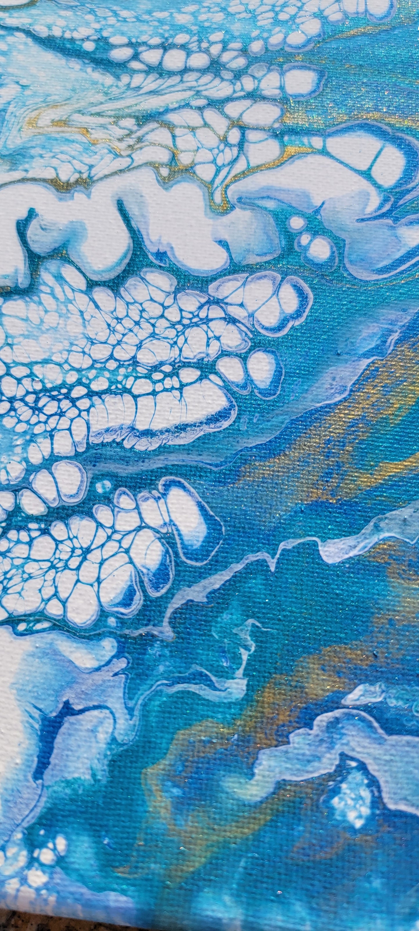 Dancing Waters 9x12” Dutch Pour Original Acrylic Painting – Ocean Abstract Art