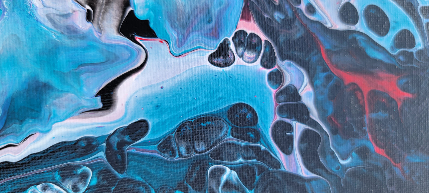 Bioluminescence - Poured Acrylic painting 12" x 12"