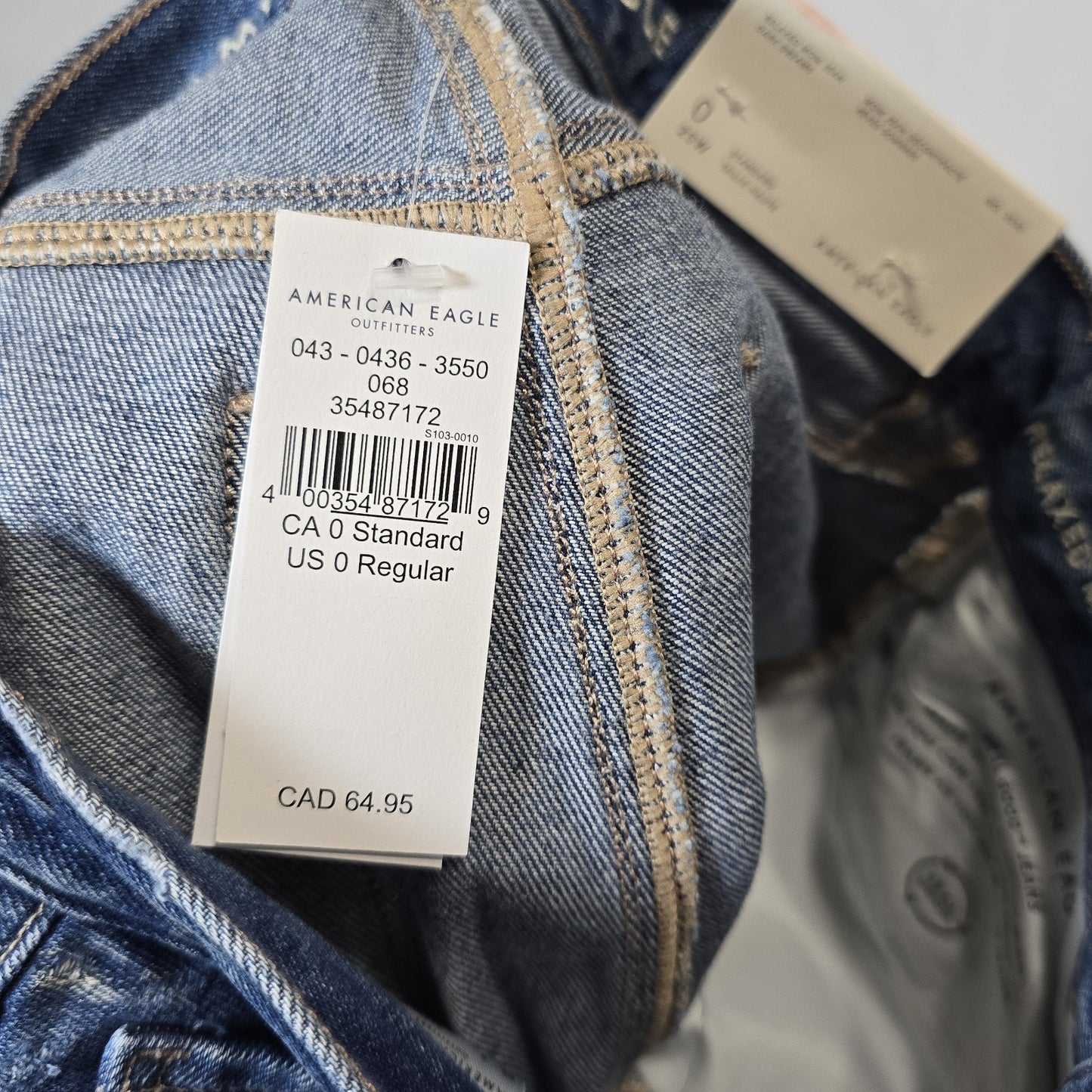 NWT American Eagle Sz 0 25W Relaxed Mom Jeans High Rise Jeans