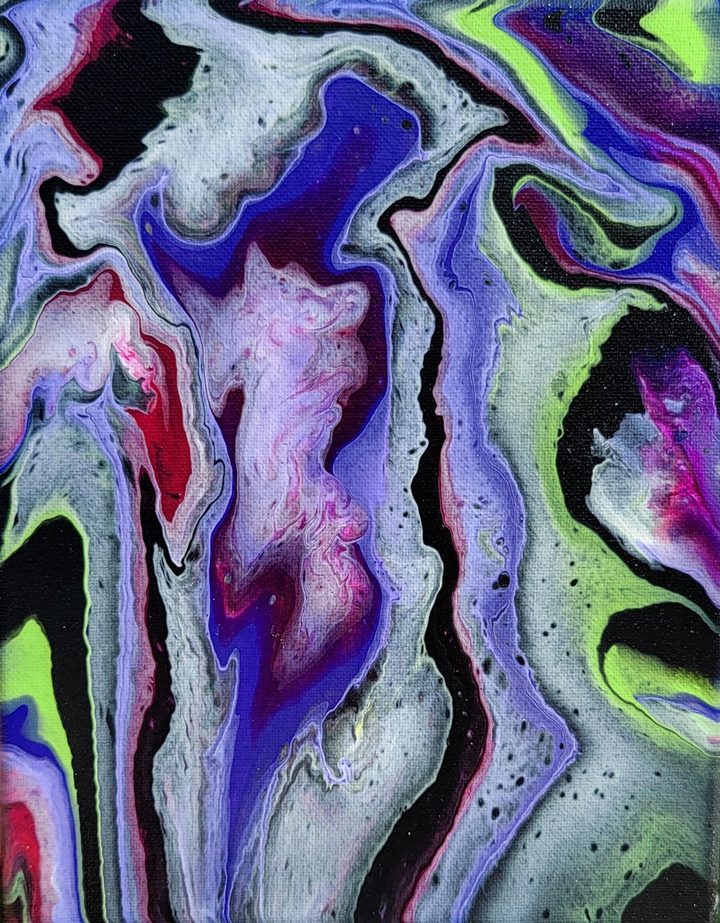 Northern Lights Poured Acrylic painting 8"x10"