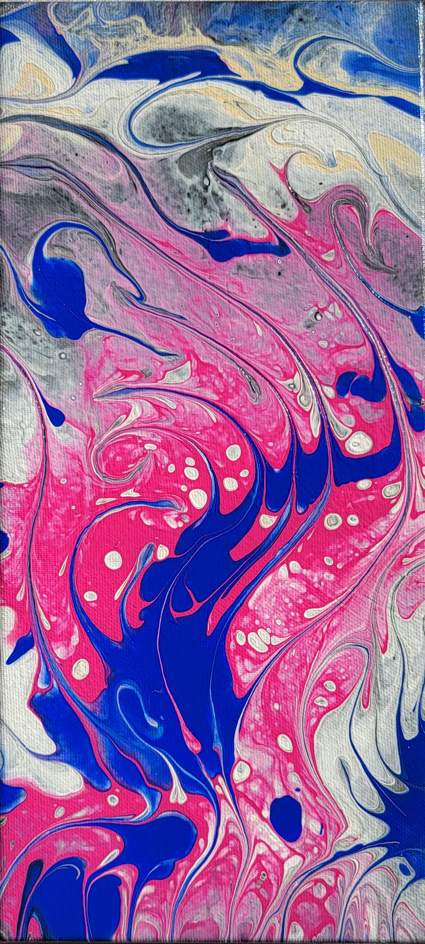 Blue Sea Dragon  Poured Acrylic painting 10.5" x 5"