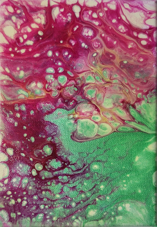 Poured Acrylic painting 5" x 7"
