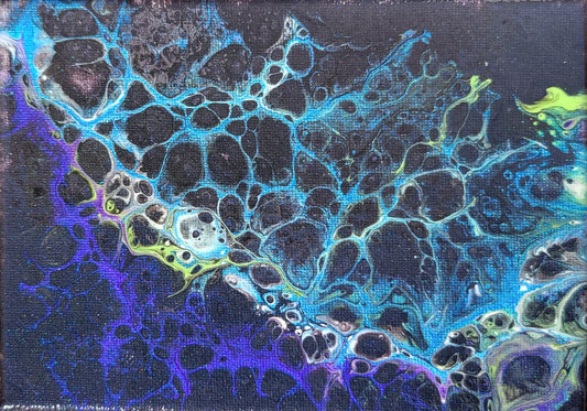 Original Acrylic Dutch Pour Painting 5x7" – “Nebula Drift” – Fluid Art on Canvas