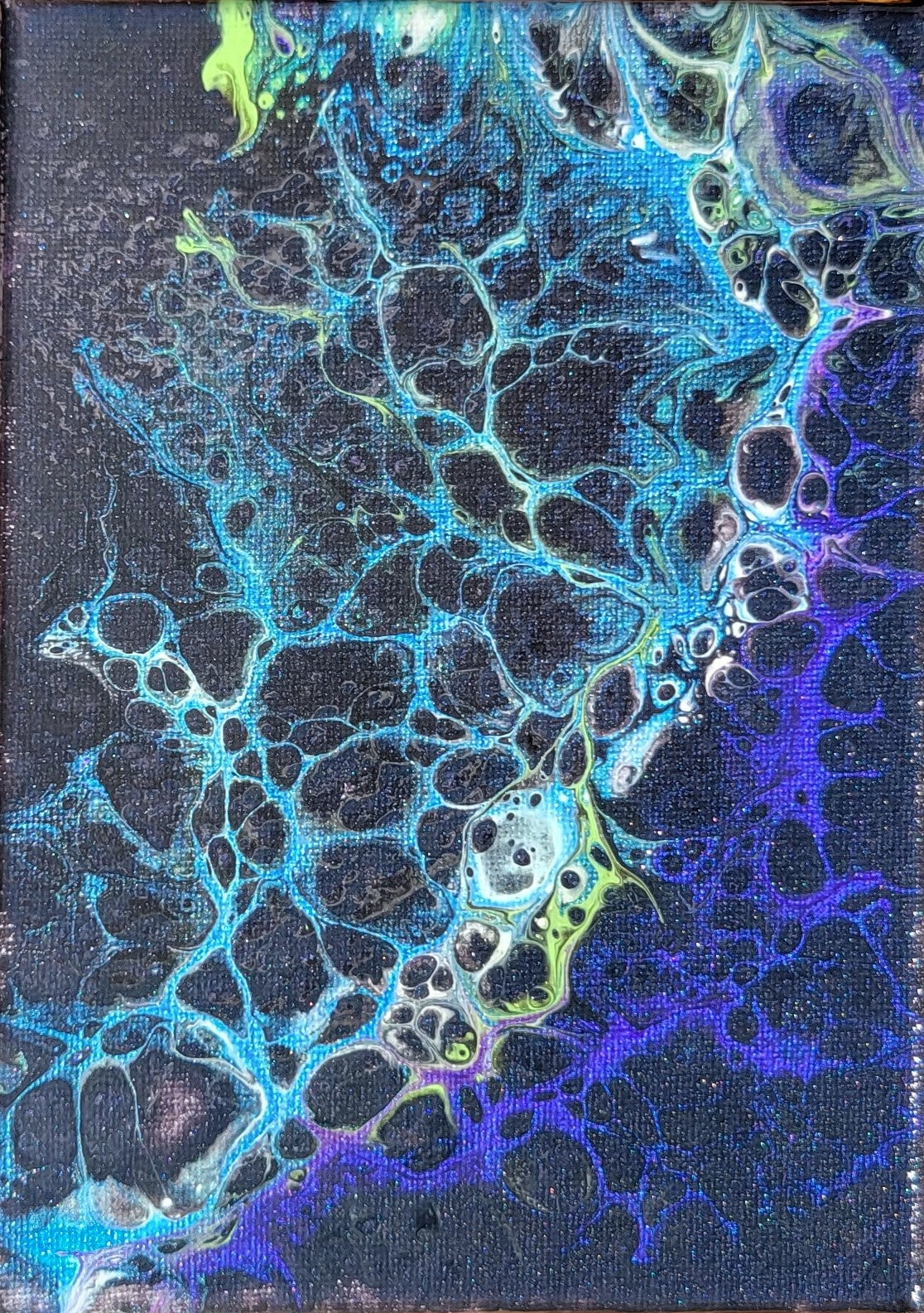 Original Acrylic Dutch Pour Painting 5x7" – “Nebula Drift” – Fluid Art on Canvas