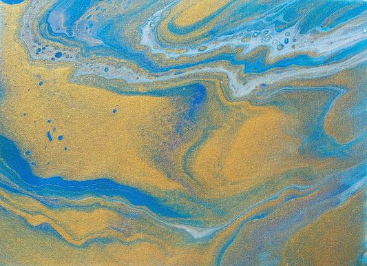 Gold Rush - Poured Acrylic painting 12" x 16"