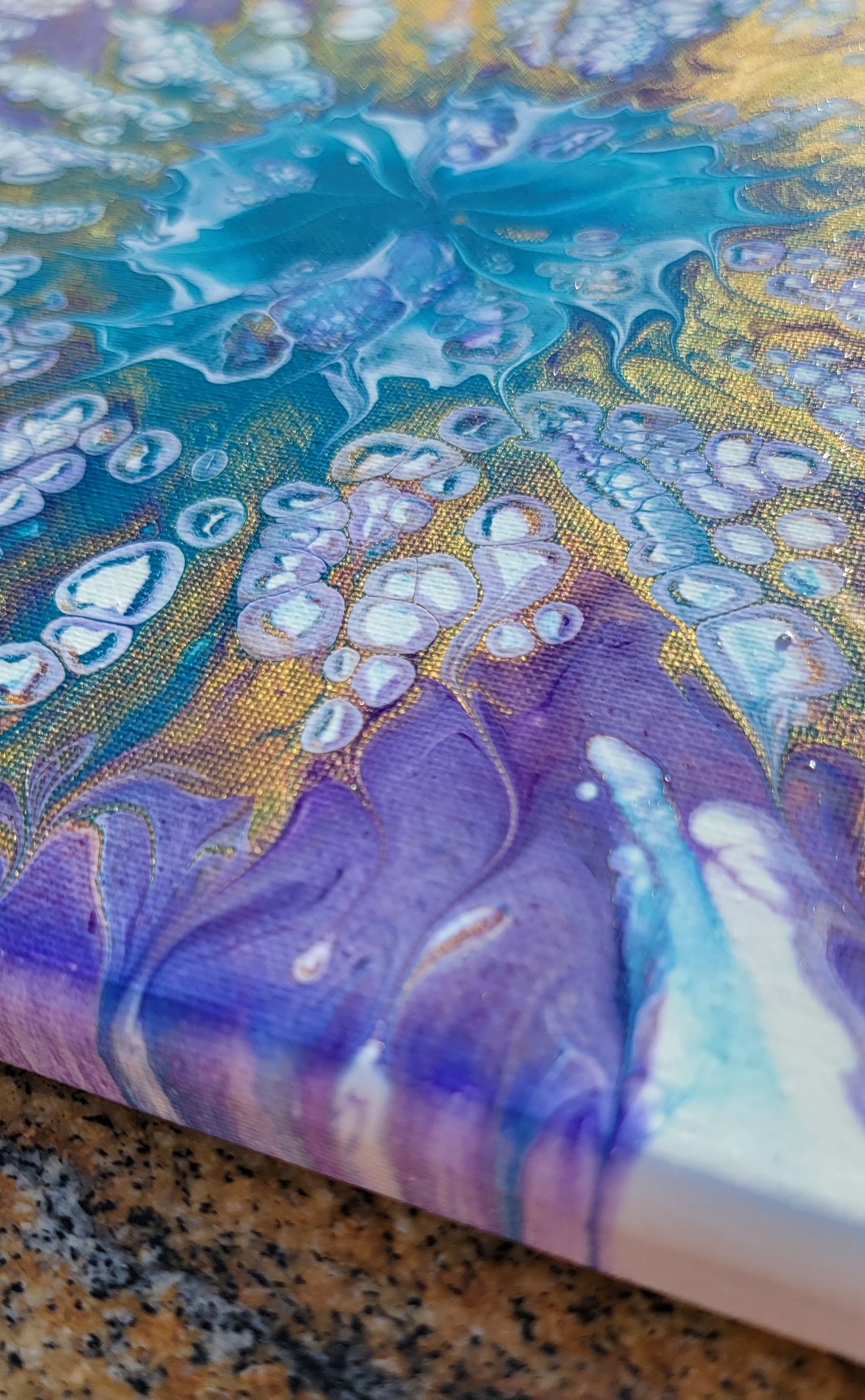 Original Fluid Acrylic Painting “Cosmic Bloom” – 12"x12" Spin Technique Abstract on Canvas