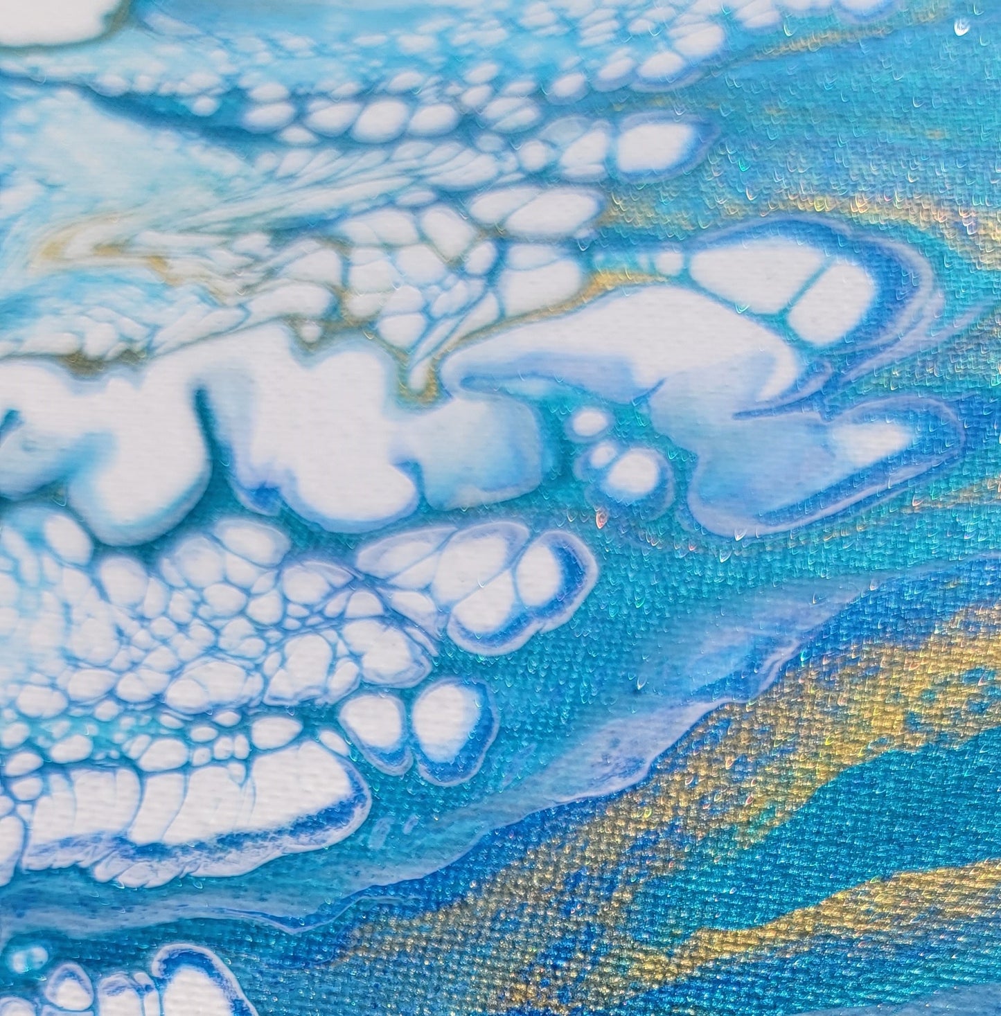 Dancing Waters 9x12” Dutch Pour Original Acrylic Painting – Ocean Abstract Art