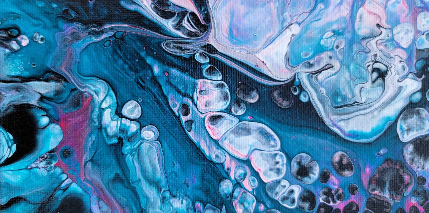 Bioluminescence - Poured Acrylic painting 12" x 12"
