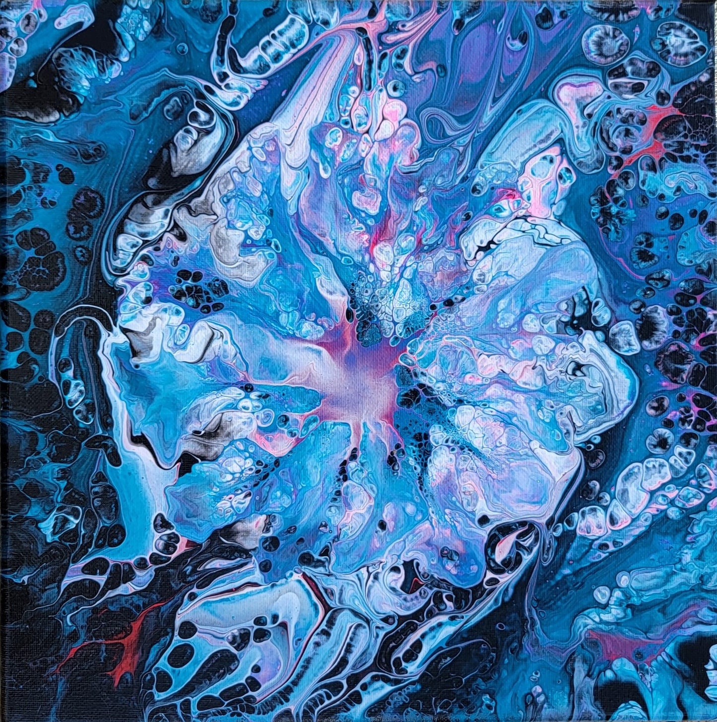 Bioluminescence - Poured Acrylic painting 12" x 12"