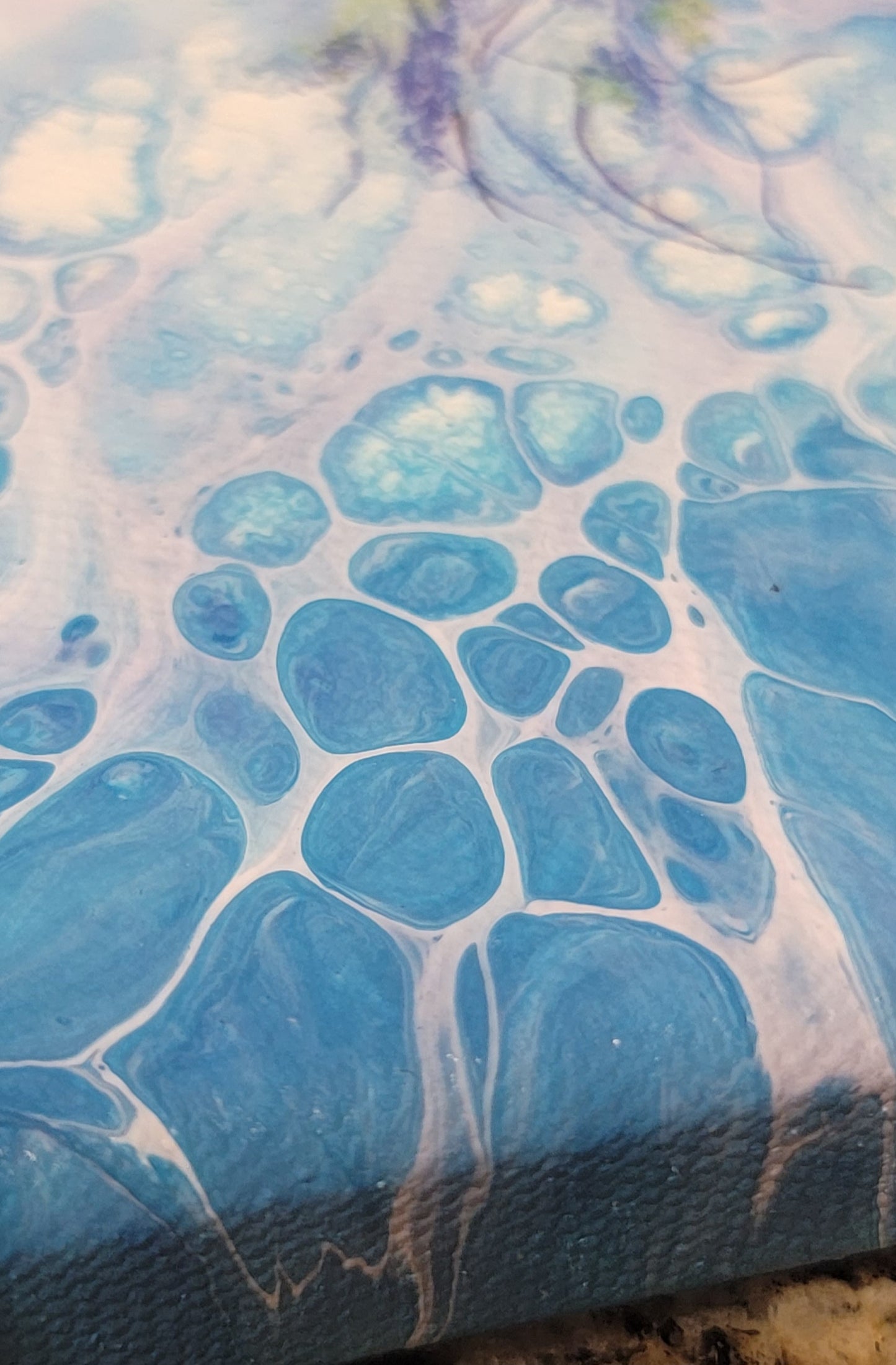 Jellyfish - Poured Acrylic painting 8" Hexagon
