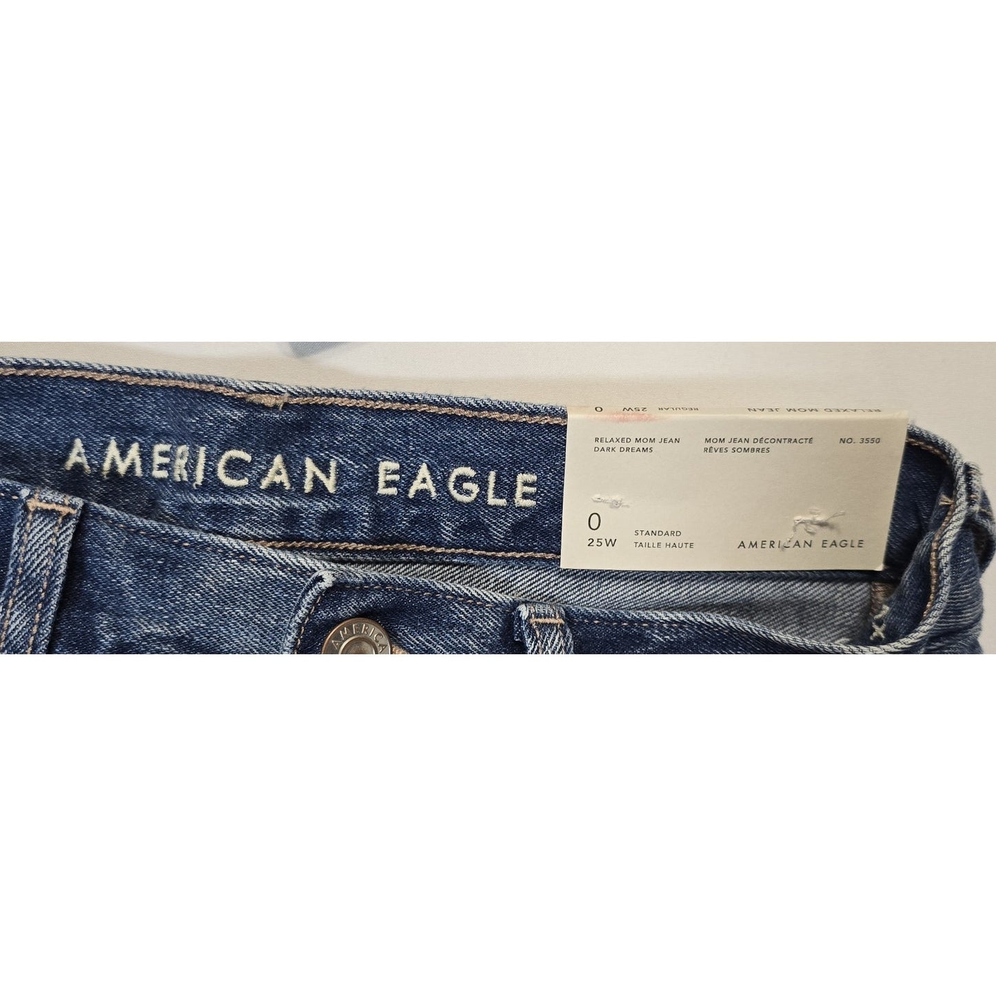 NWT American Eagle Sz 0 25W Relaxed Mom Jeans High Rise Jeans