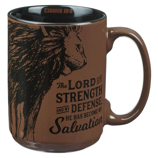Ceramic Coffee Mug - The Lord is My Strength Walnut-Brown Ex. 15:2