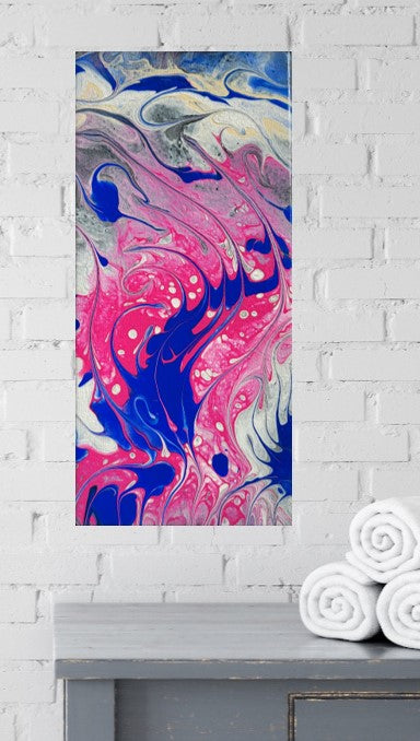 Blue Sea Dragon  Poured Acrylic painting 10.5" x 5"