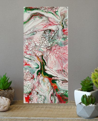 Hummingbird  Poured Acrylic painting 10.5" x 5"