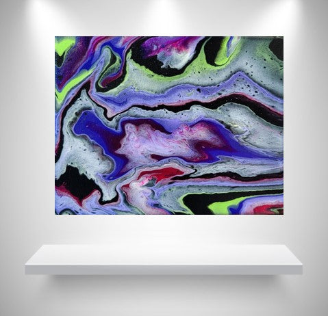 Northern Lights Poured Acrylic painting 8"x10"