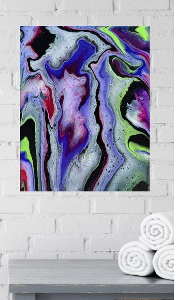 Northern Lights Poured Acrylic painting 8"x10"