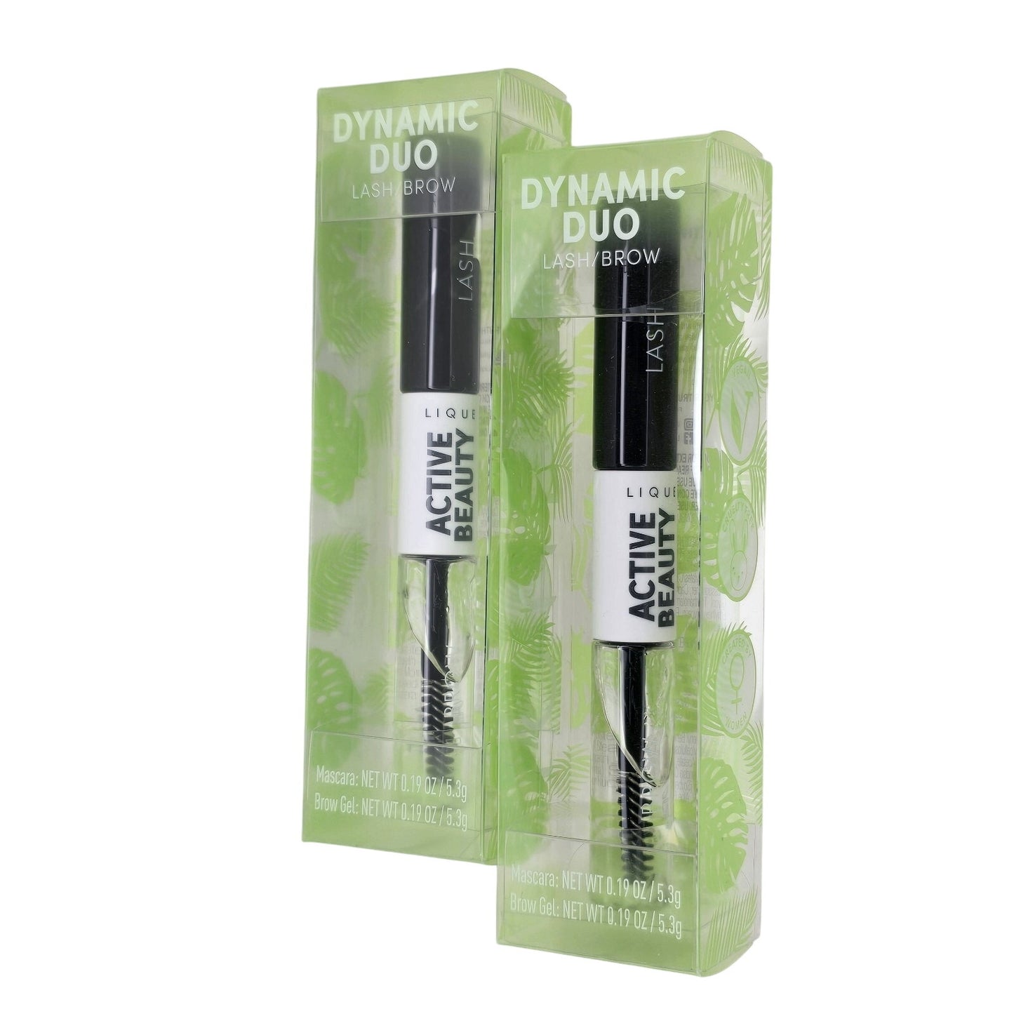 2-Pack Lique Active Beauty Dynamic Duo Lash & Brow Mascara & Gel 0.19oz Each NEW