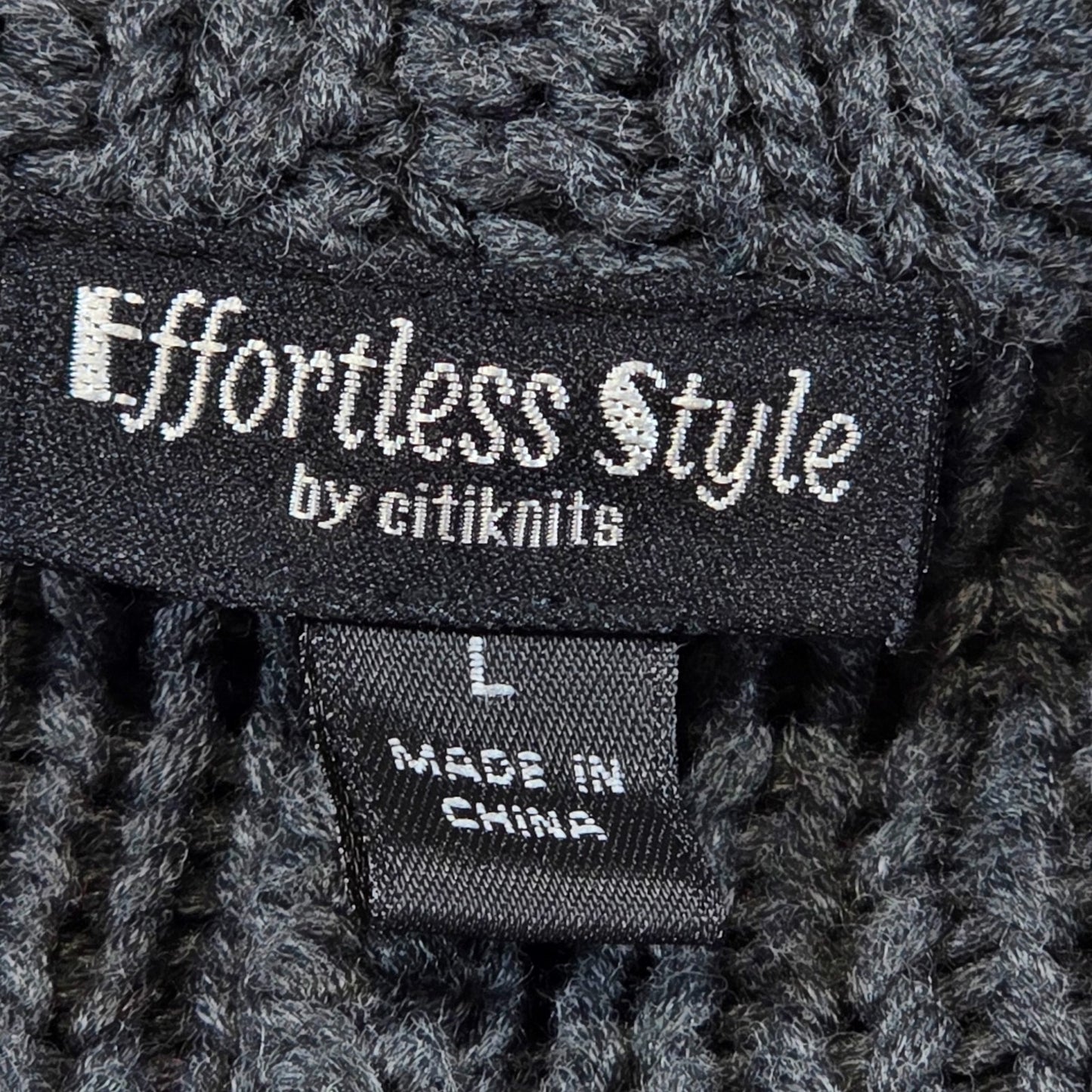 Effortless Style Knit Cardigan Women’s Large Gray Fringe Open Front Sweater