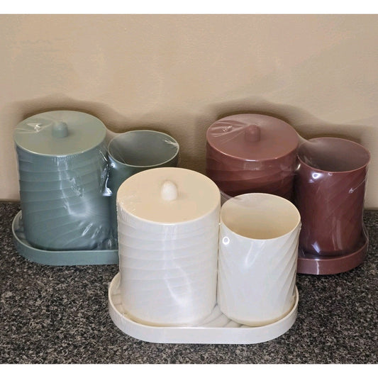 3-Piece Jar with Tray Set Decorative Organizer Stylish Horizon Choose Color