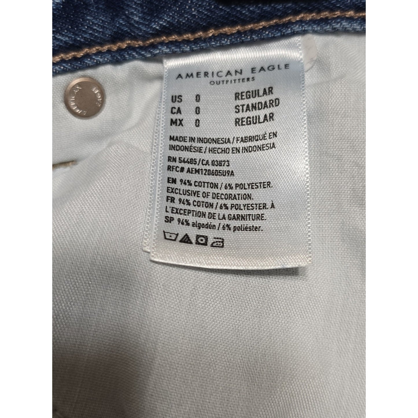 NWT American Eagle Sz 0 25W Relaxed Mom Jeans High Rise Jeans