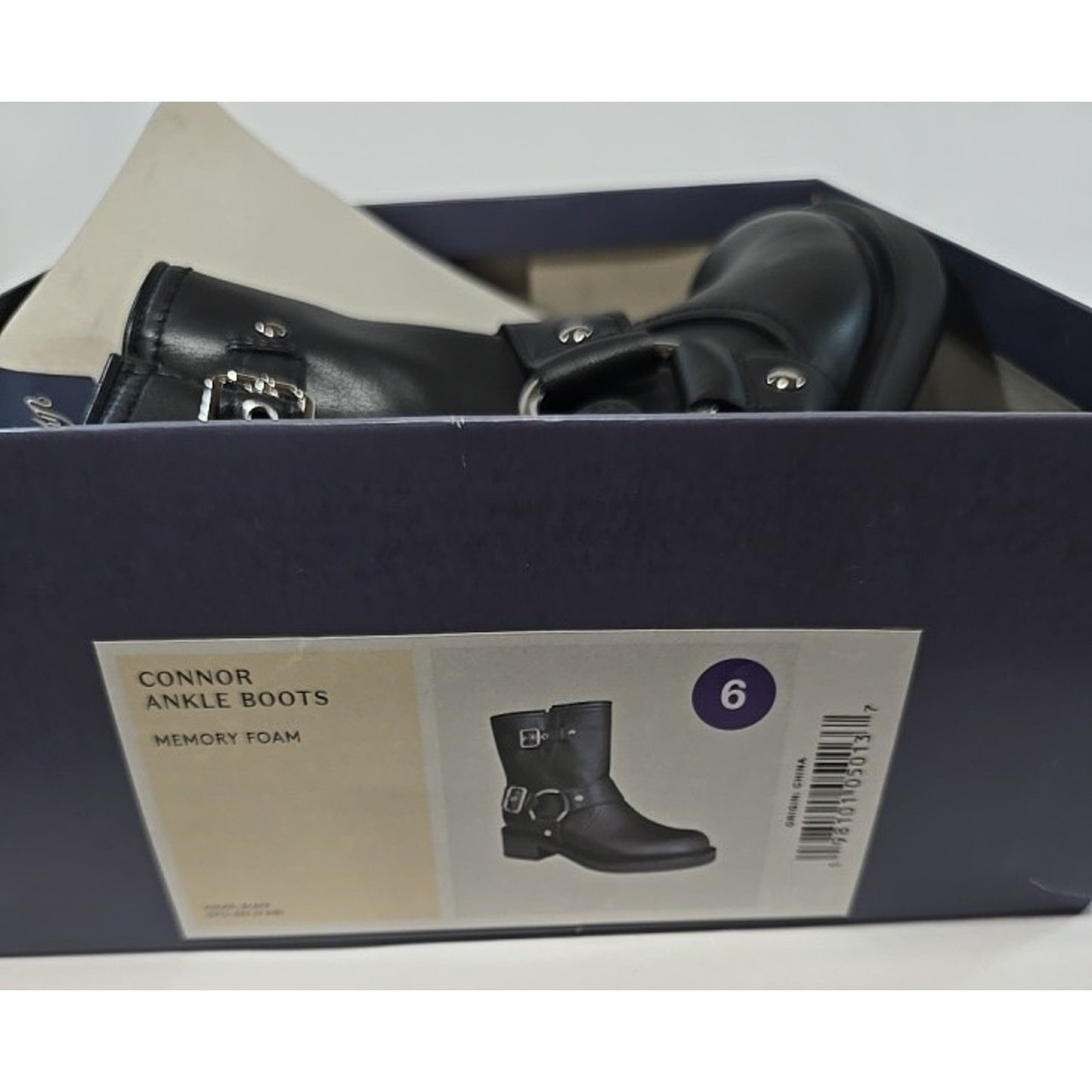 Universal Thread Connor Black Ankle Boots Size 6 Memory Foam Buckle Moto Boot