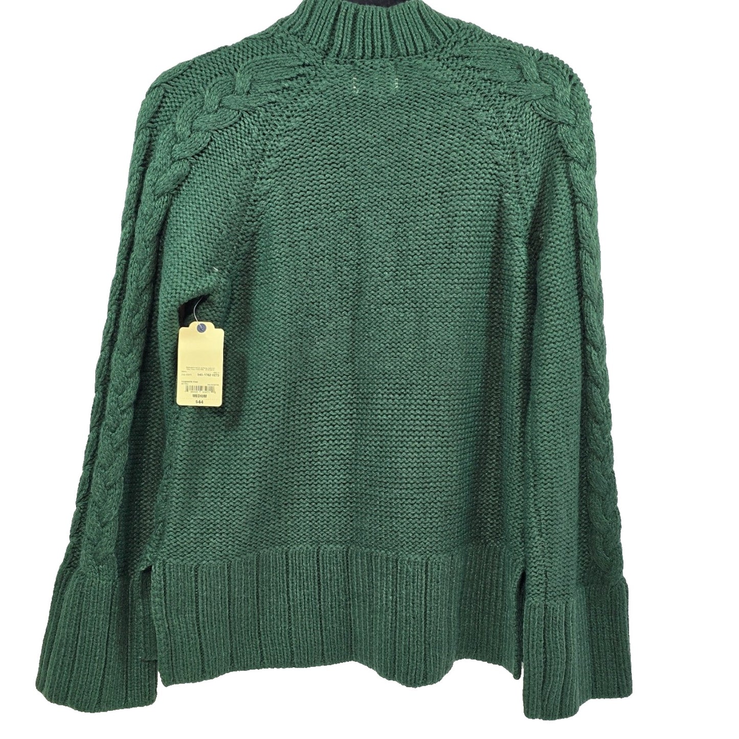 St. John’s Bay Women’s Cable Knit Sweater Mock Green Medium NWT Yosemite Pine