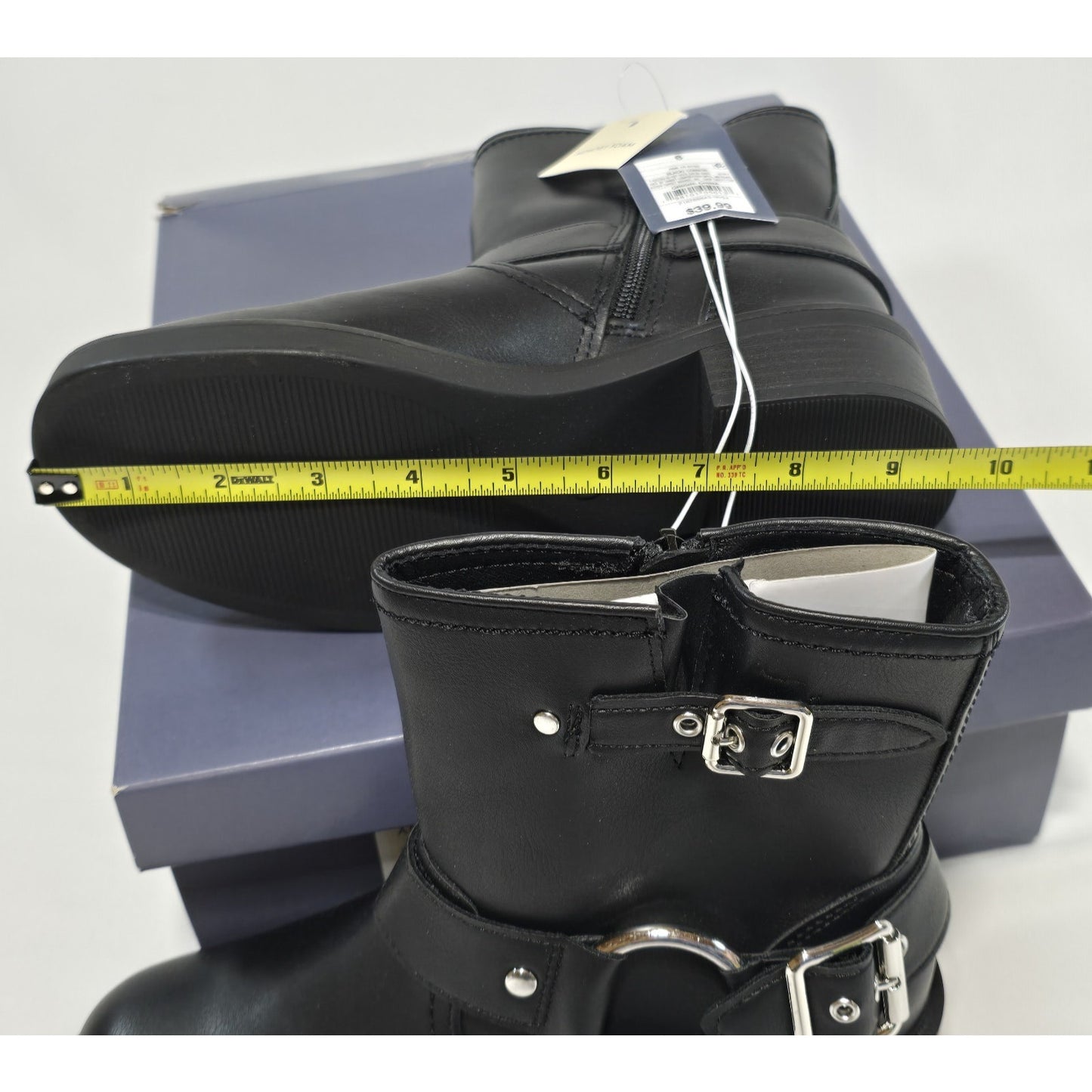 Universal Thread Connor Black Ankle Boots Size 6 Memory Foam Buckle Moto Boot